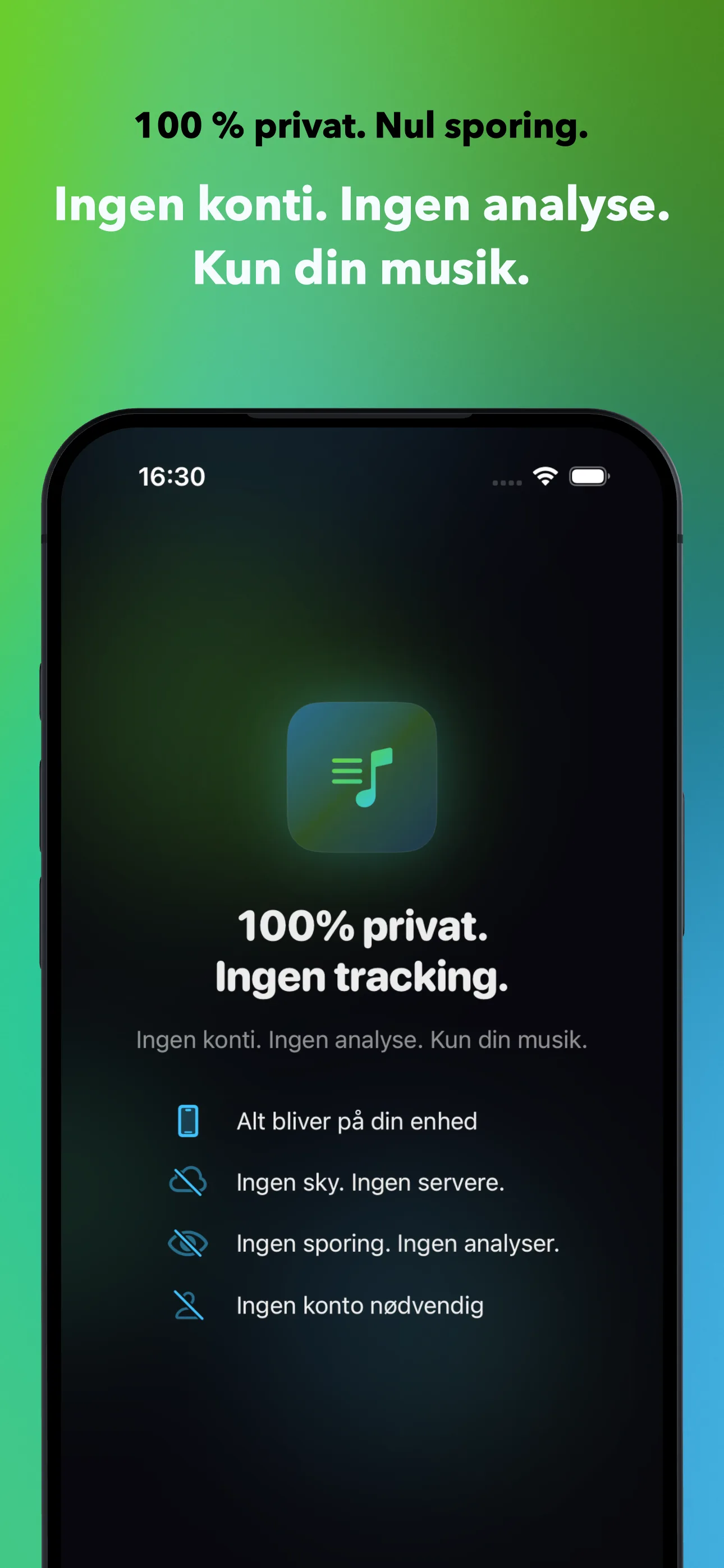 100 % privat. Nul sporing.