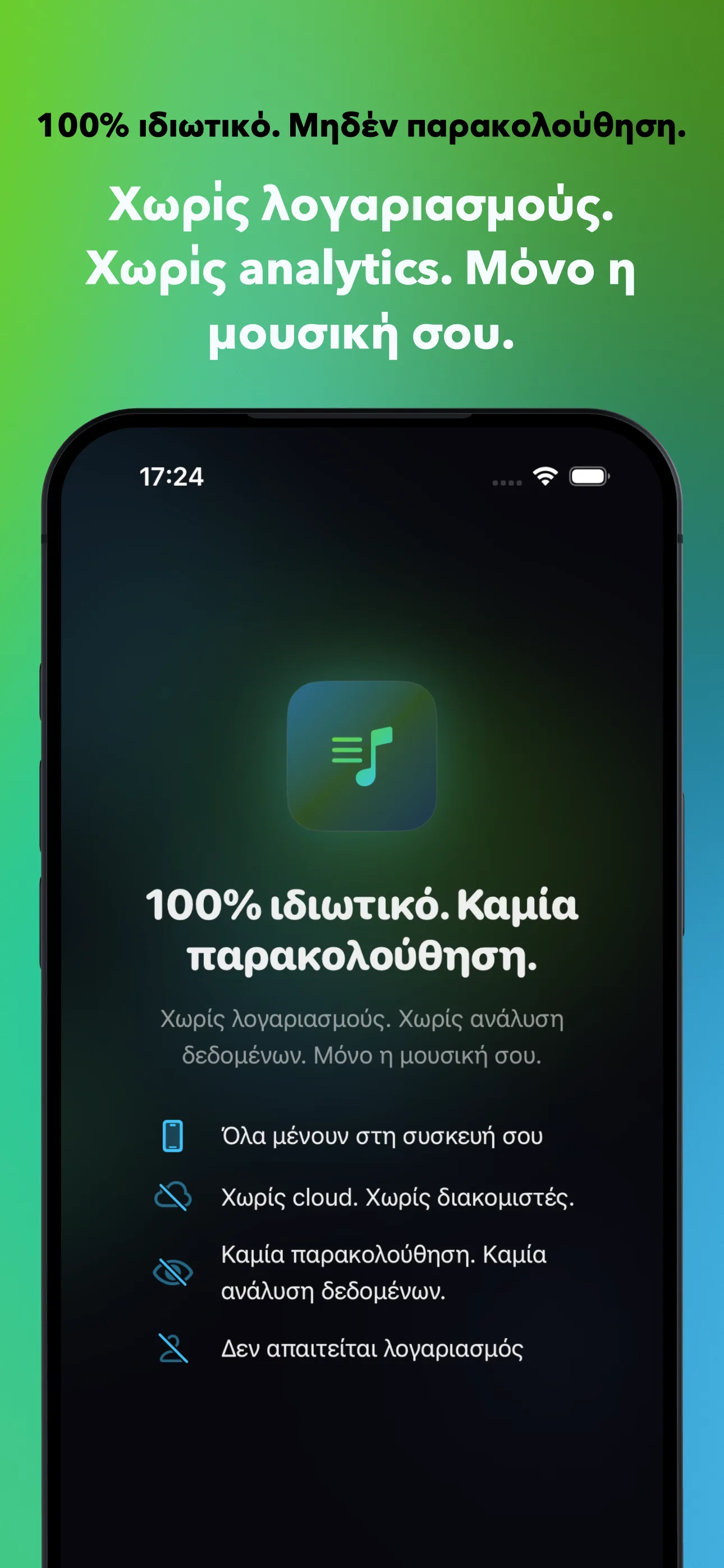 100% ιδιωτικό. Μηδέν παρακολούθηση.