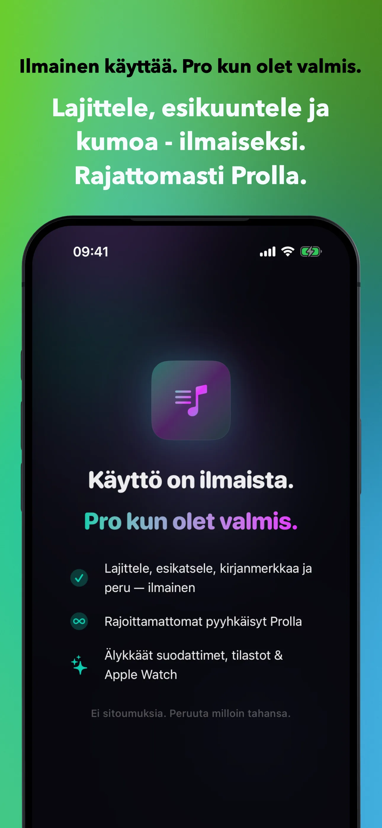 Ilmainen käyttää. Pro kun olet valmis.