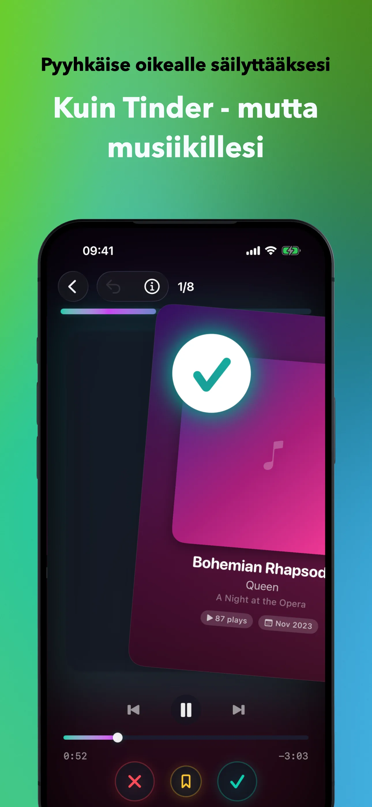 Pyyhkäise oikealle säilyttääksesi