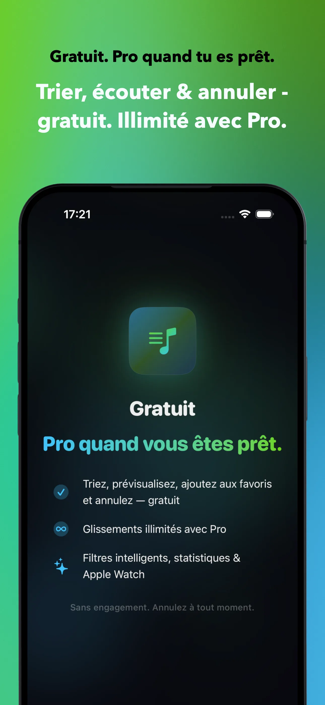 Gratuit. Pro quand tu es prêt.