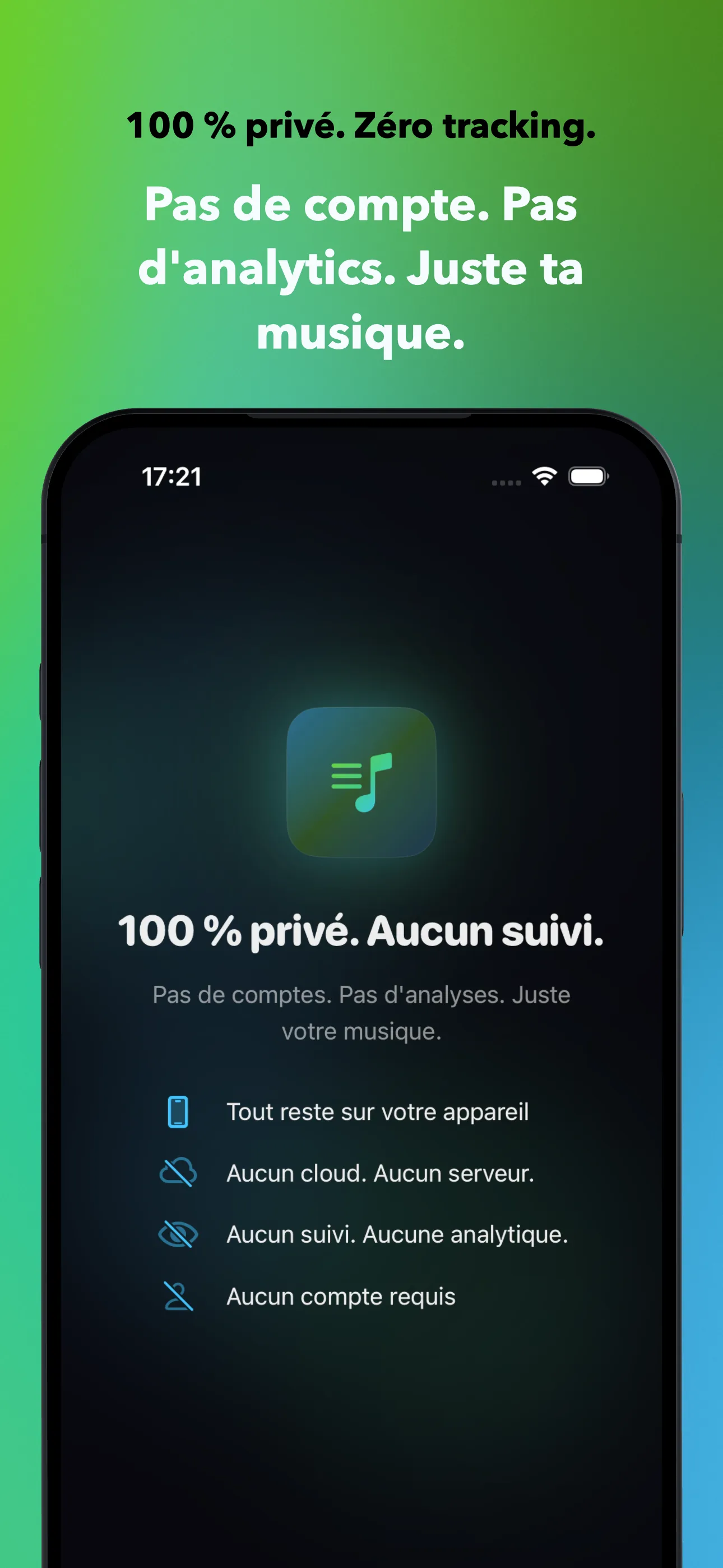 100 % privé. Zéro tracking.