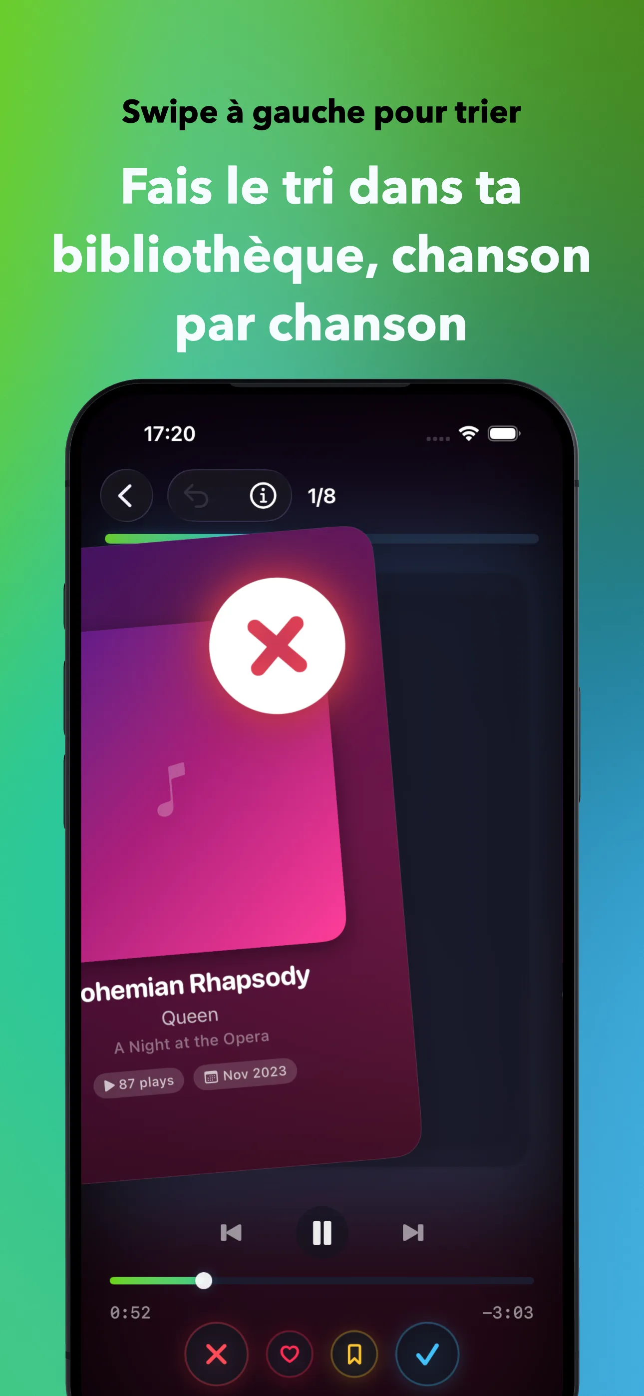 Swipe à gauche pour trier