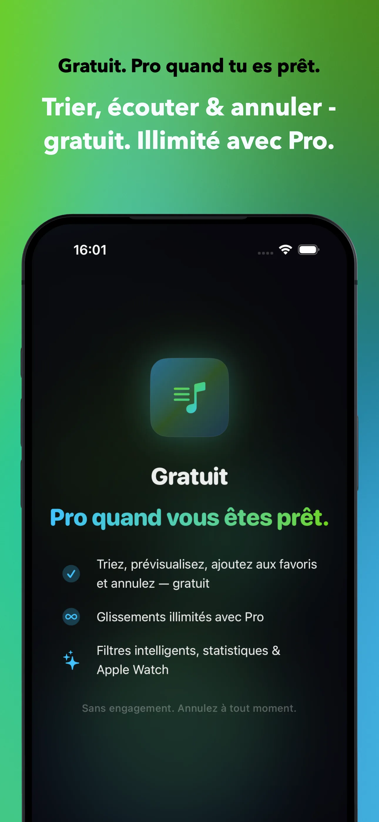 Gratuit. Pro quand tu es prêt.