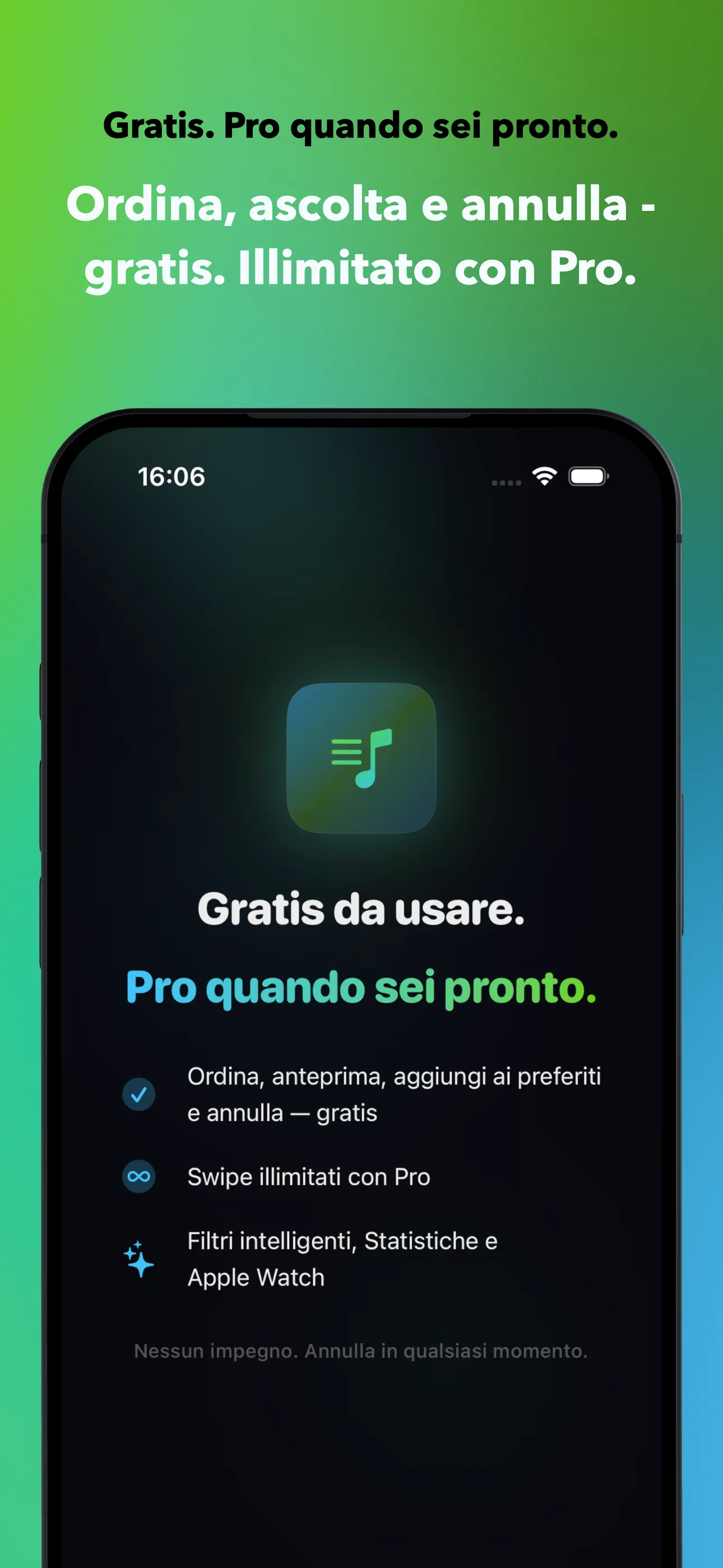 Gratis. Pro quando sei pronto.