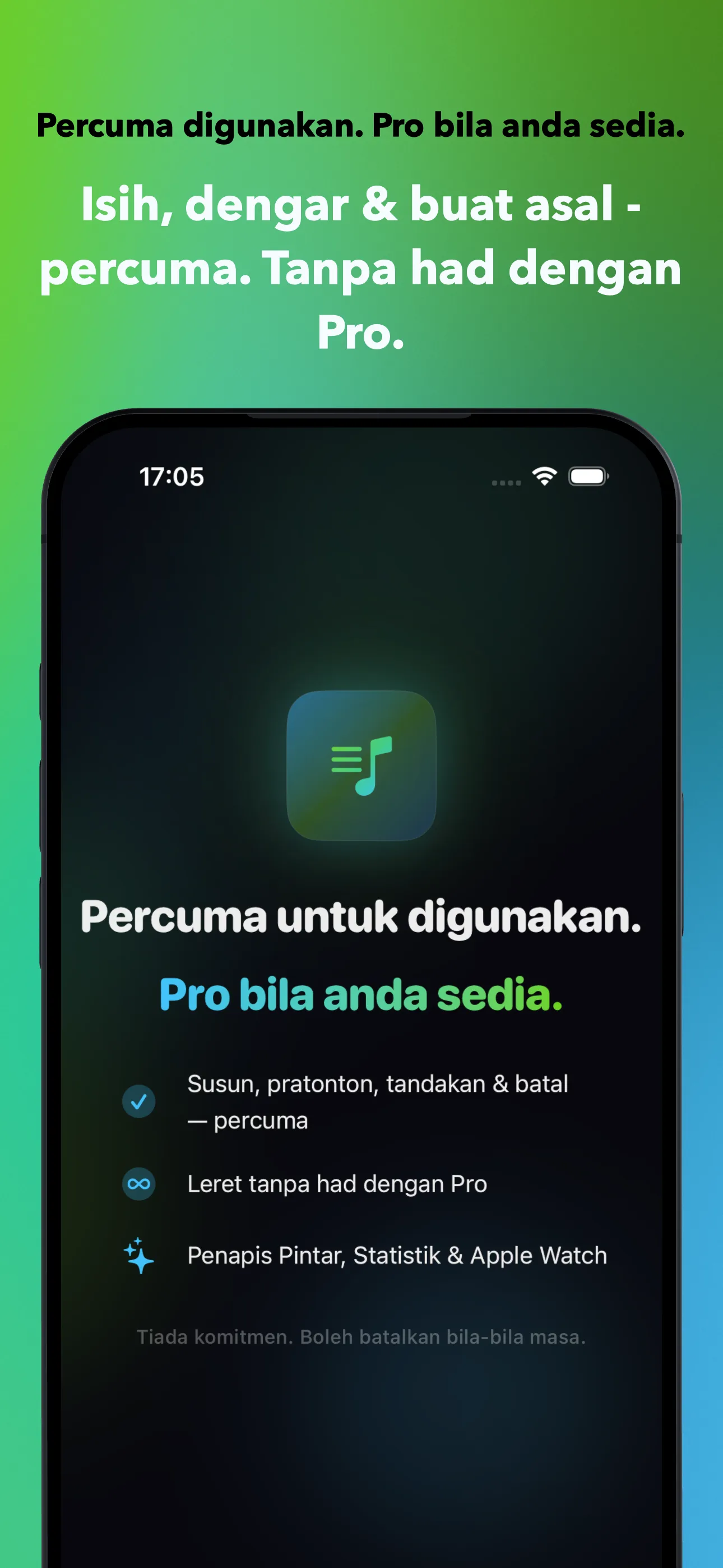 Percuma digunakan. Pro bila anda sedia.