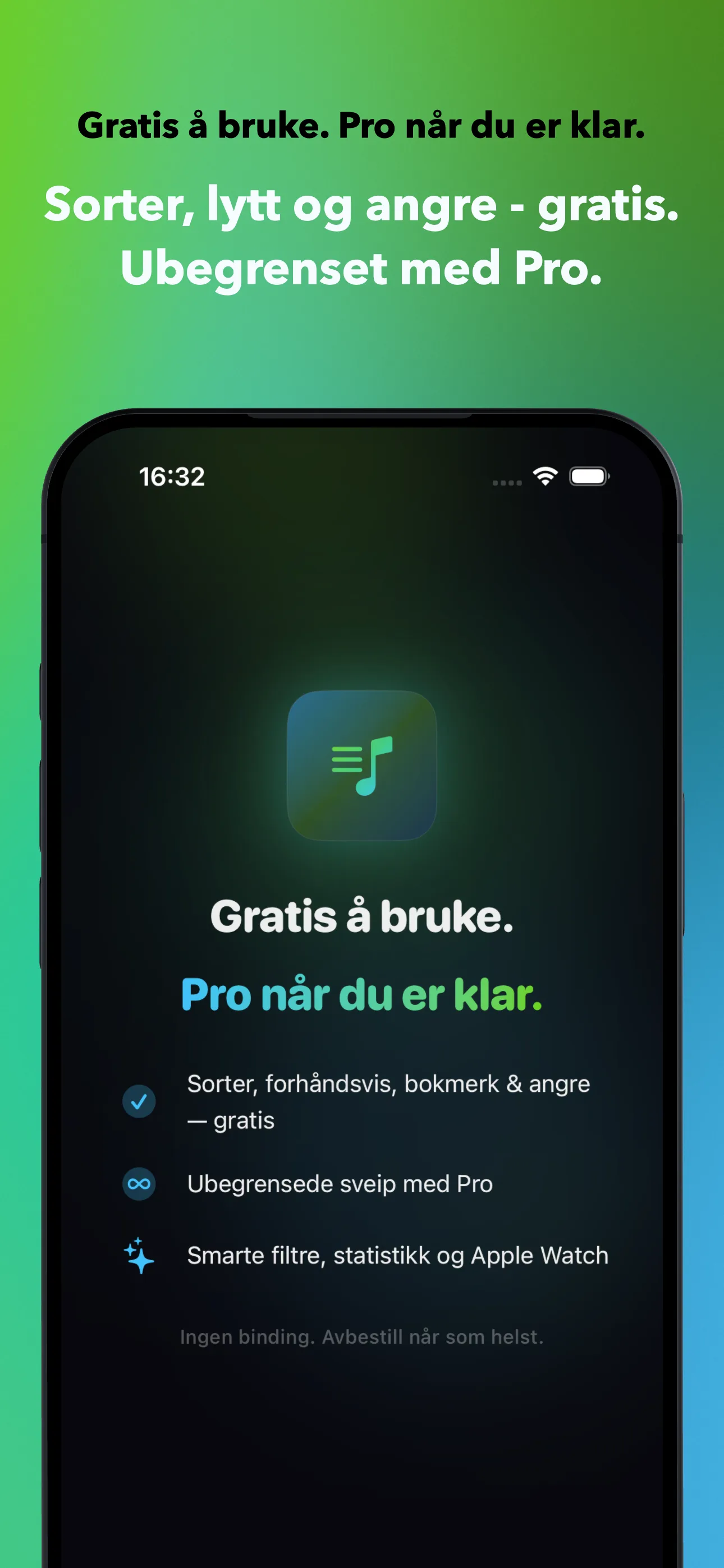 Gratis å bruke. Pro når du er klar.