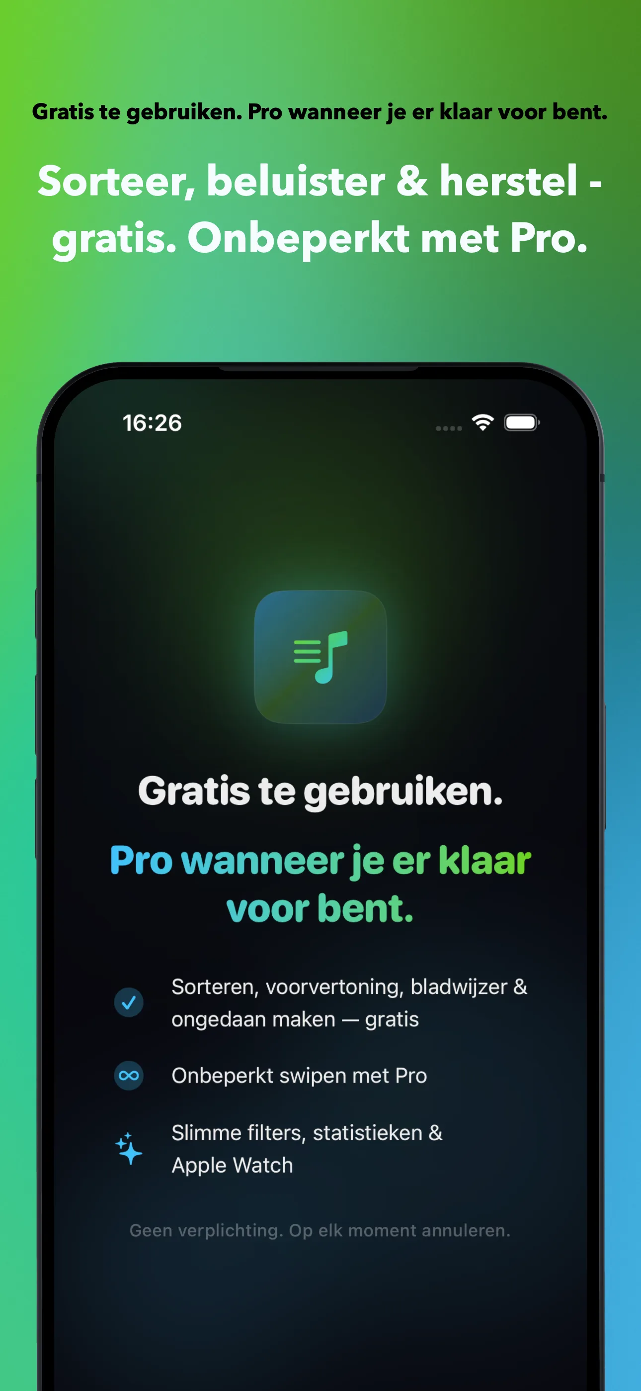 Gratis te gebruiken. Pro wanneer je er klaar voor bent.