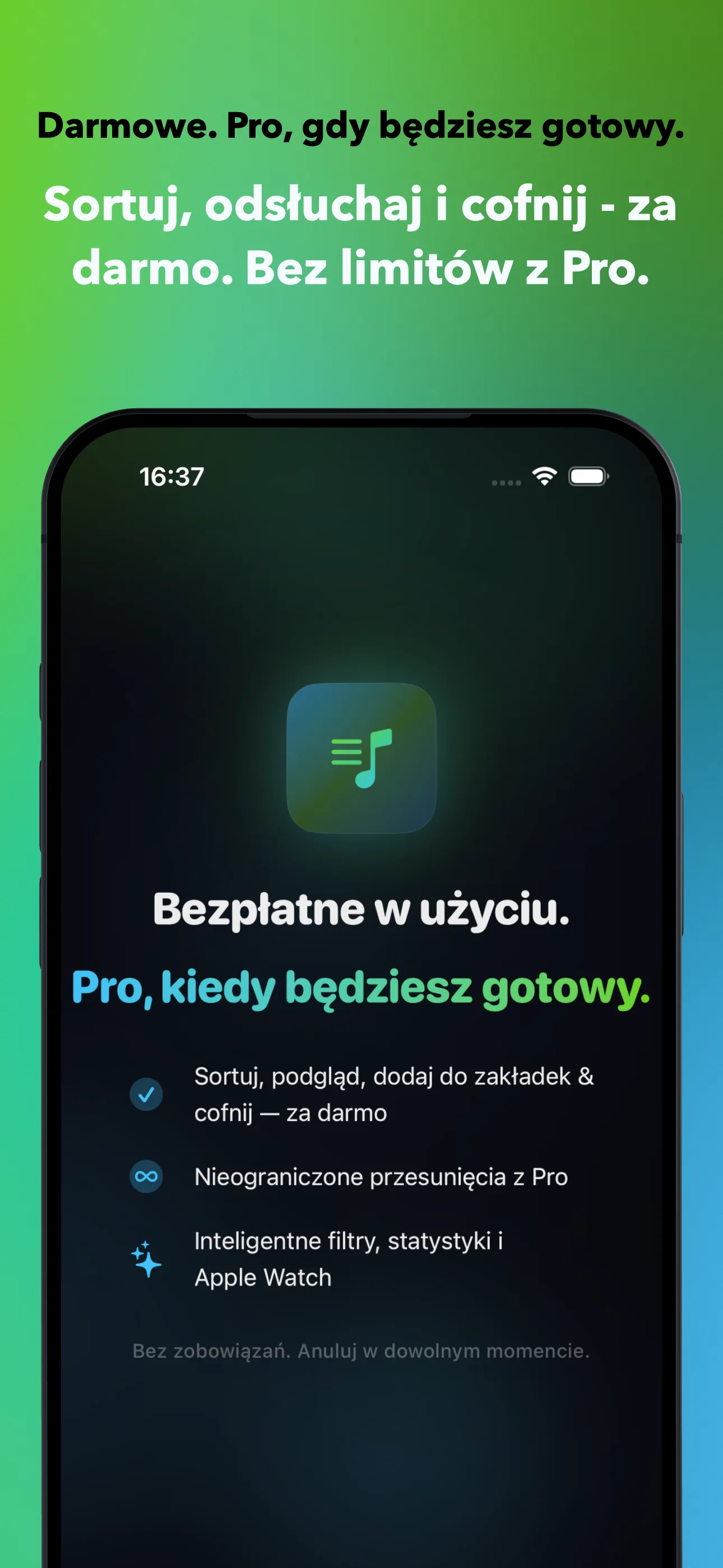 Darmowe. Pro, gdy będziesz gotowy.