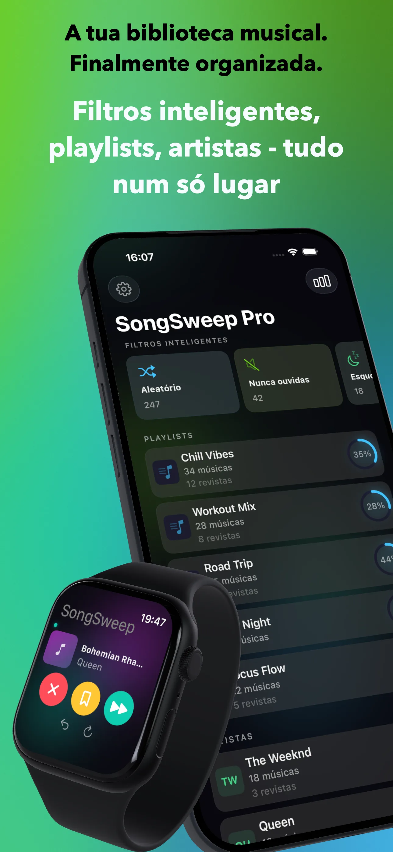 A tua biblioteca musical. Finalmente organizada.