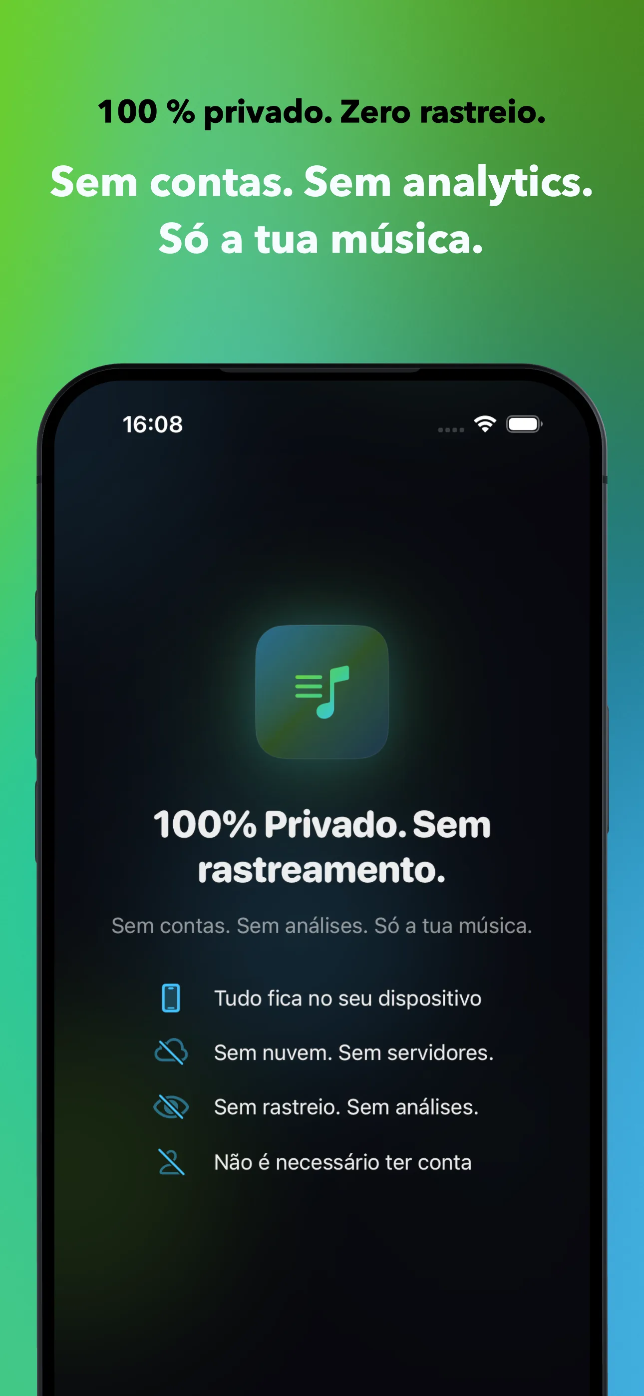 100 % privado. Zero rastreio.