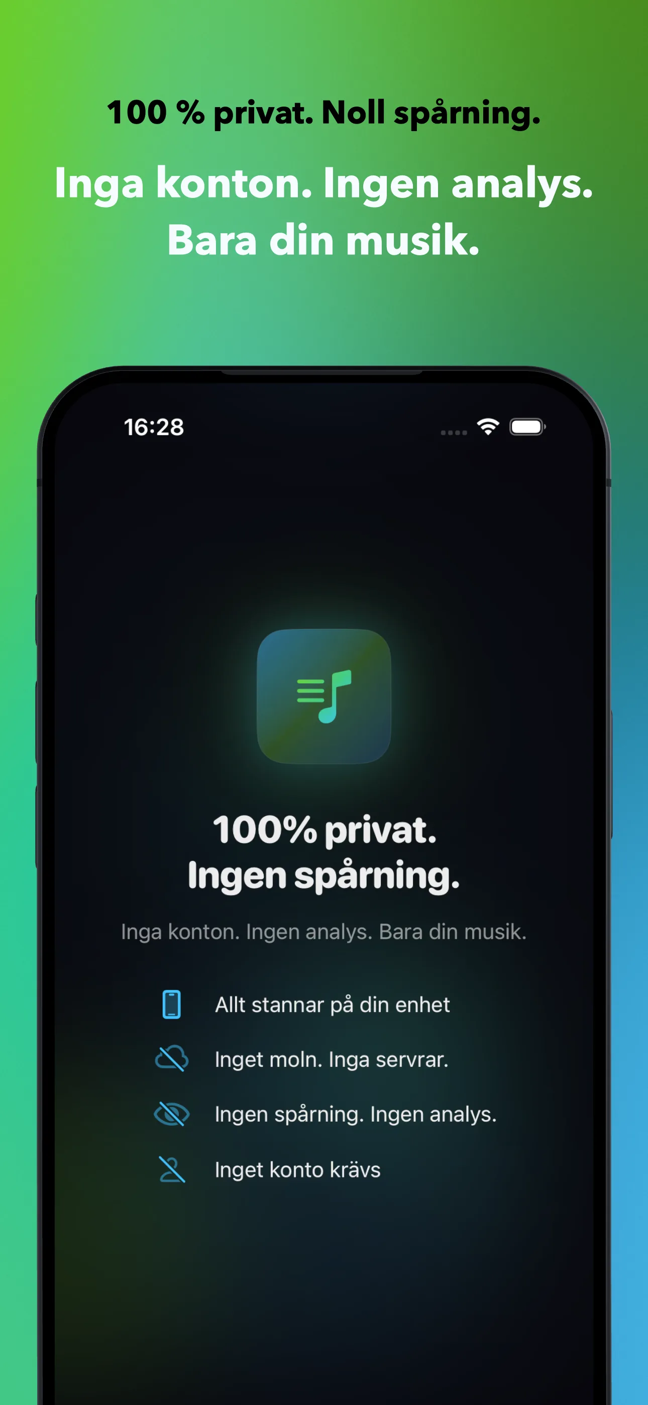 100 % privat. Noll spårning.