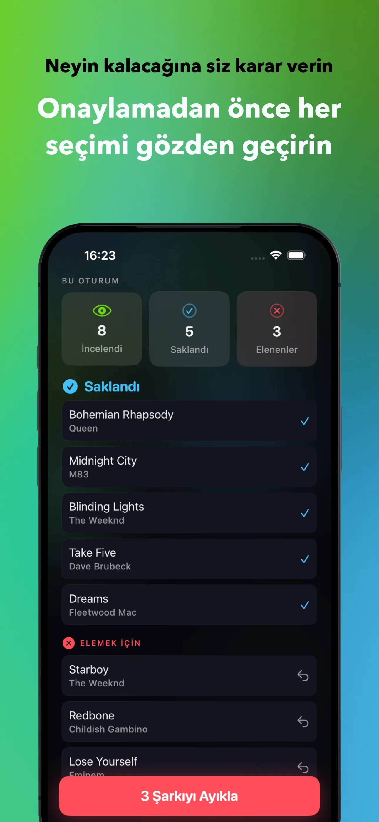 Neyin kalacağına siz karar verin