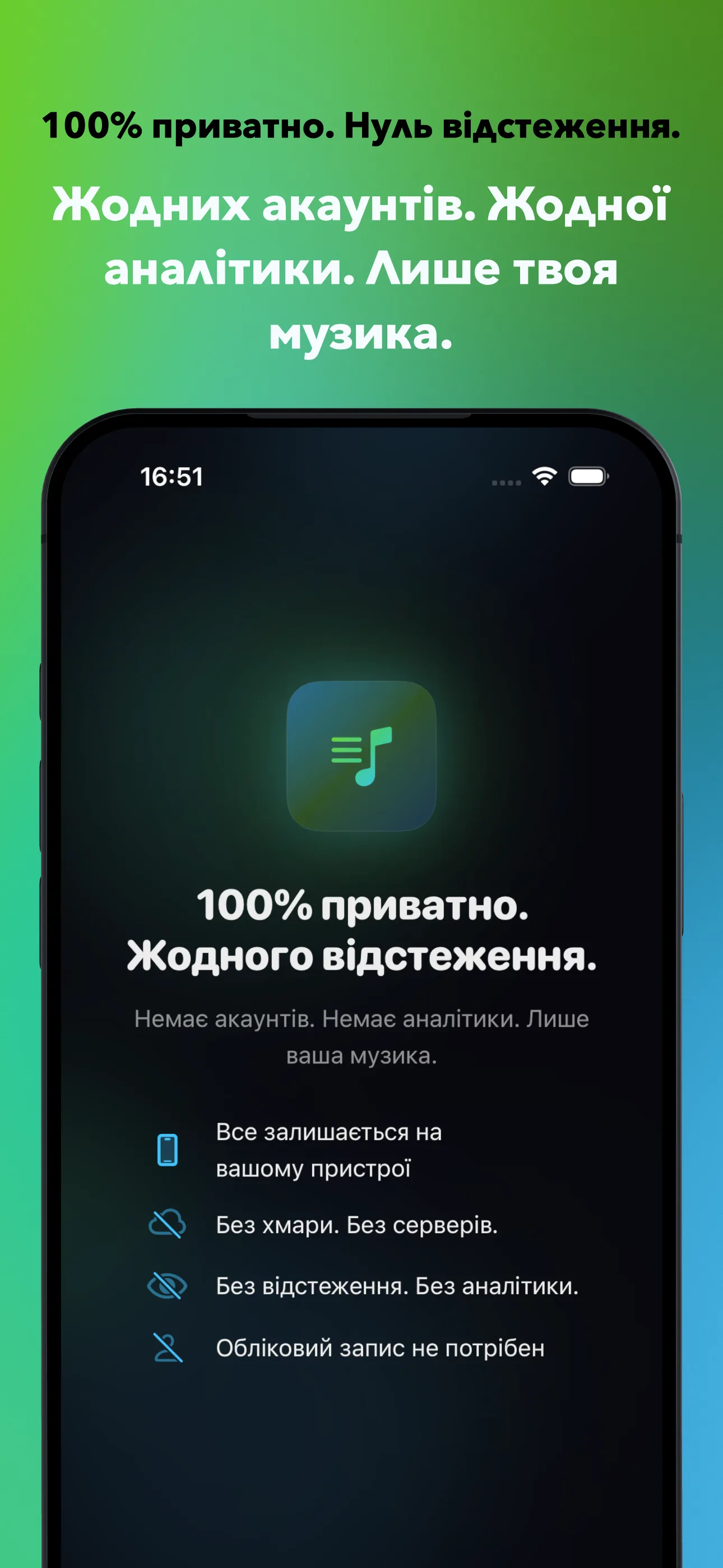 100% приватно. Нуль відстеження.